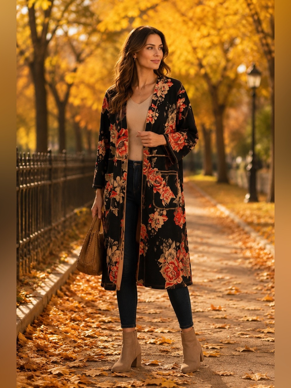 Philosophy Floral Open Front Duster Cardigan Jacket 1X Black Pink Roses